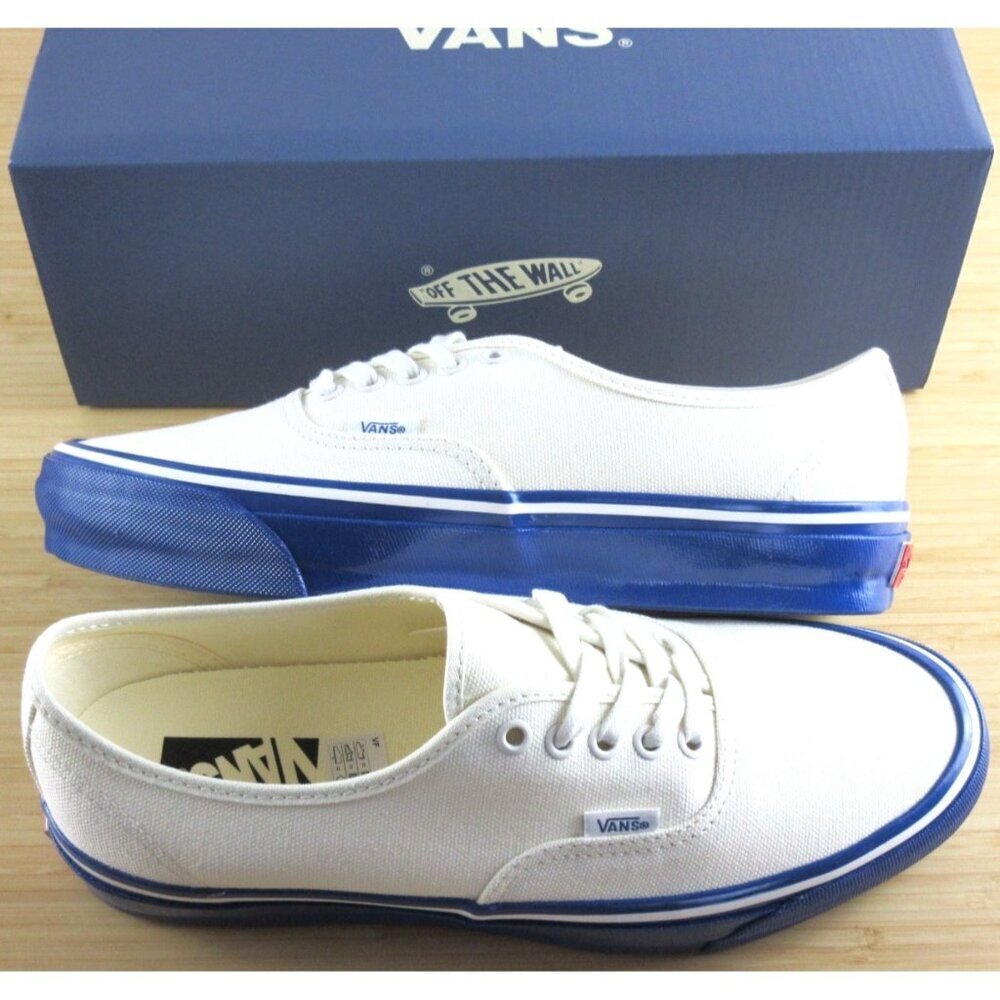 Vans Men's Lx Authentic 44 Duck Canvas White Blue Skate shoes Sizes NEW